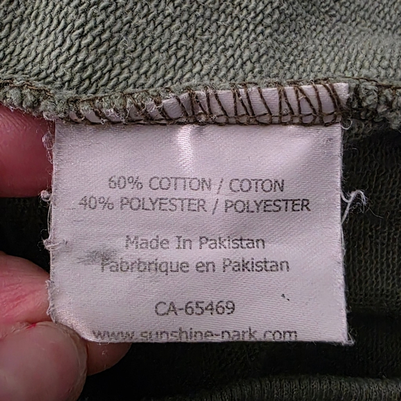 Sunshine Park Olive Green Star Sweatshirt Medium Side Zip Pullover Casual Street - Picture 9 of 11